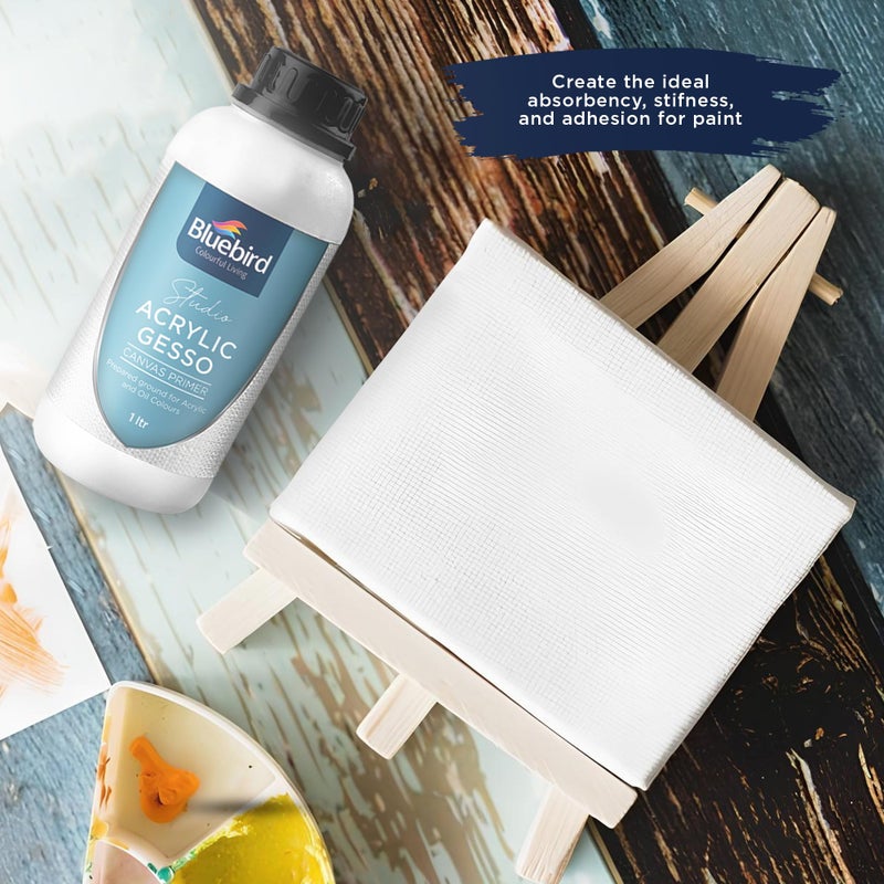 BLUEBIRD Studio Acrylic Gesso - Liquid Gesso Primer for Arylic Painting, Surface Prep Medium (White, 33.8 Fl Oz) - Image 4